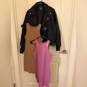 Women’s leather jacket and dresses bundle